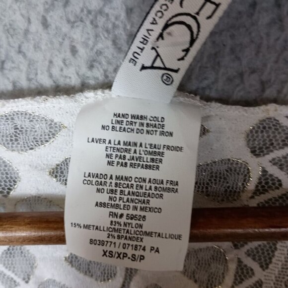 Becca Rebecca Virtue Swim Cover-Up Women XS-S Ivory Gold Tunic Top Lace Boho NWT - Picture 9 of 13